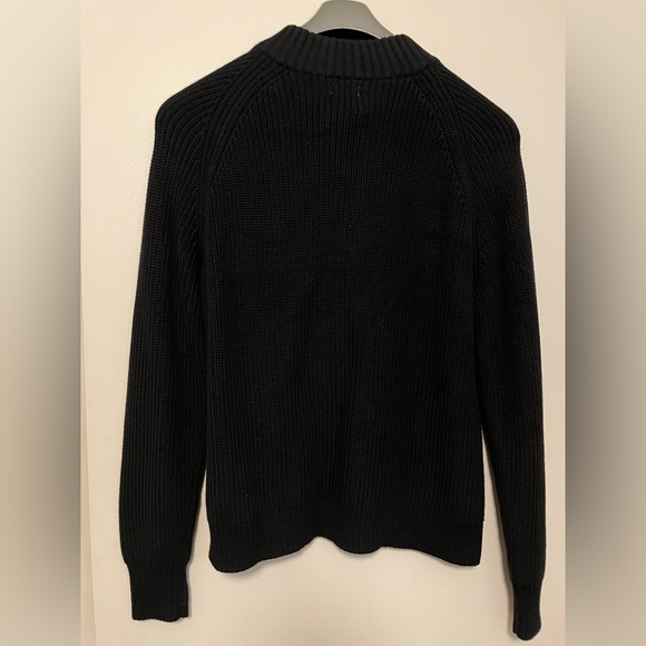 Women’s size XL J Crew solid Black Cotton Pullover Sweater mockneck button - Picture 3 of 4